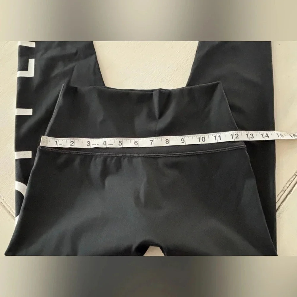 AERIE Offline Women’s Black Logo Goals 7/8 Hi-Rise Athletic Leggings SZ M (E13) - Picture 6 of 9